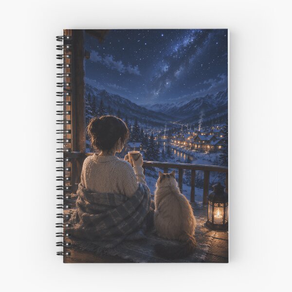 Item preview, Cozy Winter Night Stargazing With Cat designed and sold by Soluna Studio.