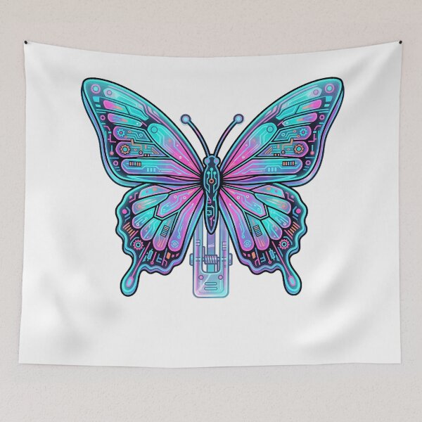 Item preview, Cyberpunk Butterfly Neon Mecha Circuit Board Synthwave Insect Aesthetic designed and sold by mood-draftsman.
