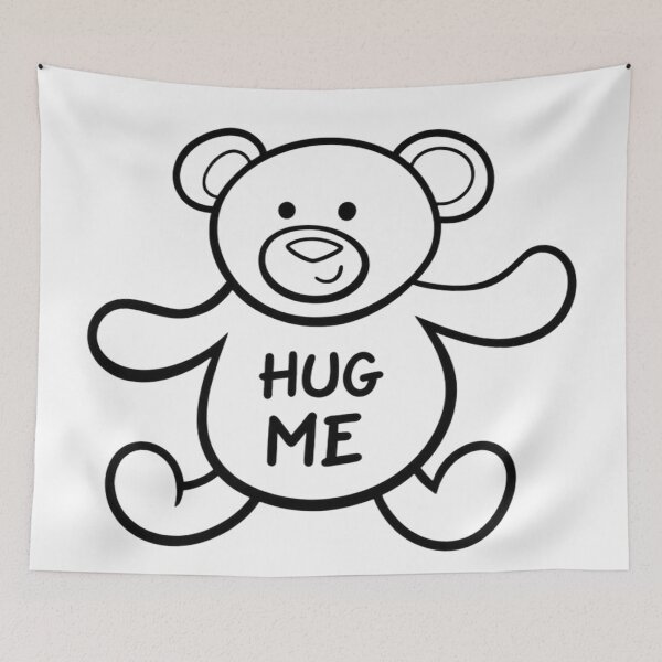 Item preview, Cute "Hug Me" Teddy Bear Line Art designed and sold by Uniquely Worlds.