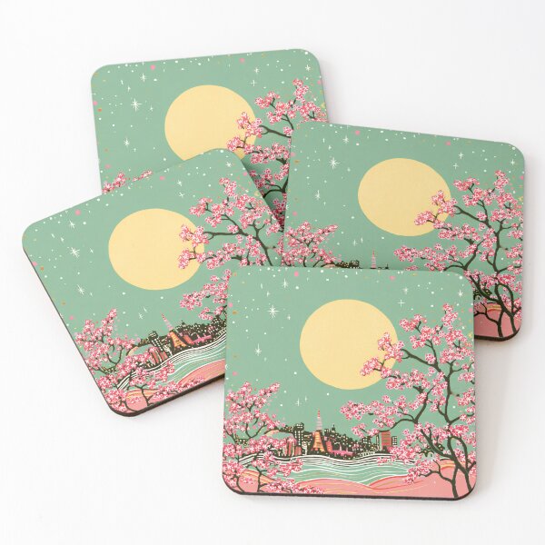 Item preview, Tokyo Cherry Blossom Moonlight – Japanese Nightscape designed and sold by YohakuPause.