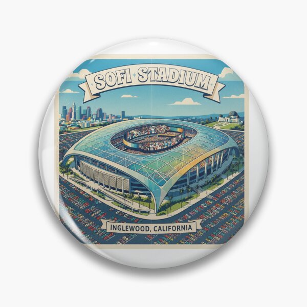 Item preview, SoFi Stadium Retro Art Poster - David Hockney Style Square Print designed and sold by subjectivityxx.