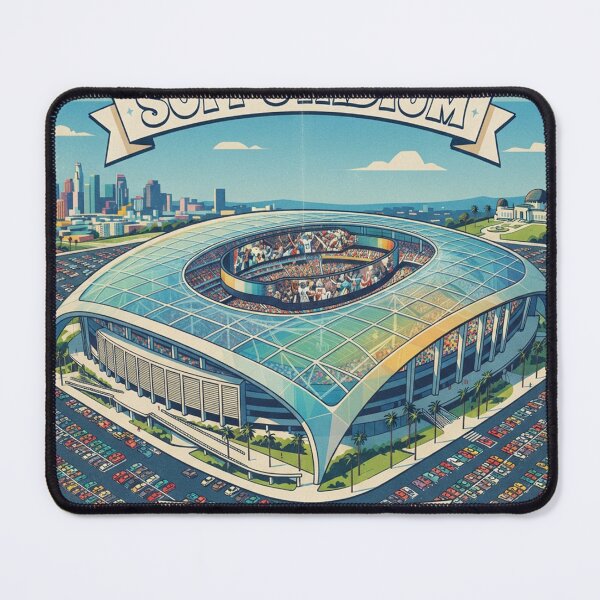 Item preview, SoFi Stadium Retro Art Poster - David Hockney Style Square Print designed and sold by subjectivityxx.