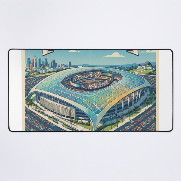 Item preview, SoFi Stadium Retro Art Poster - David Hockney Style Square Print designed and sold by subjectivityxx.