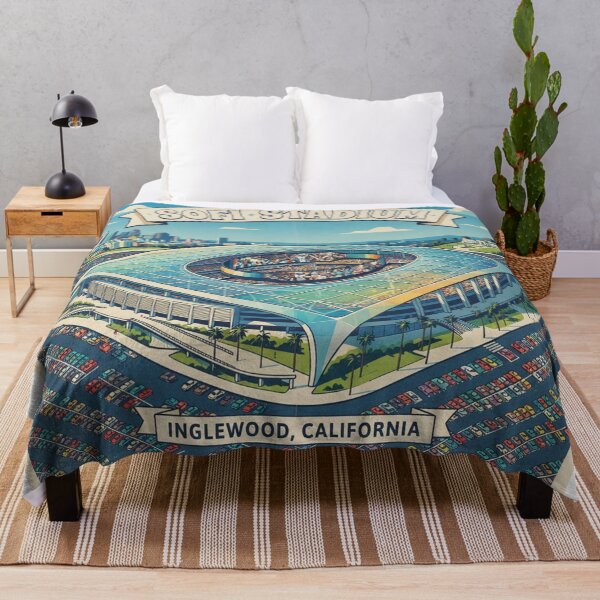 Item preview, SoFi Stadium Retro Art Poster - David Hockney Style Square Print designed and sold by subjectivityxx.