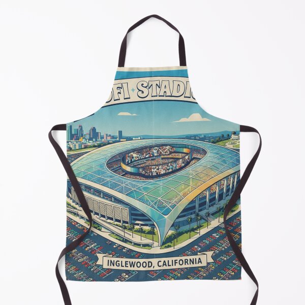 Item preview, SoFi Stadium Retro Art Poster - David Hockney Style Square Print designed and sold by subjectivityxx.