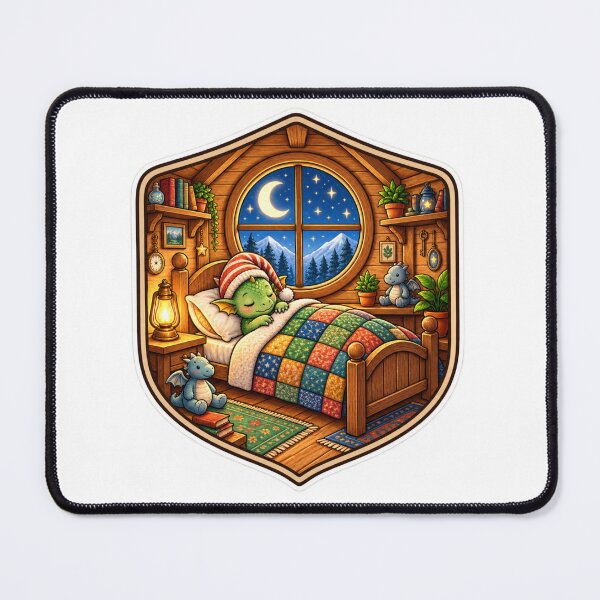 Item preview, Cozy Christmas Dragon Bedroom | Sleeping Baby Dragon Winter Fantasy designed and sold by MrDev.
