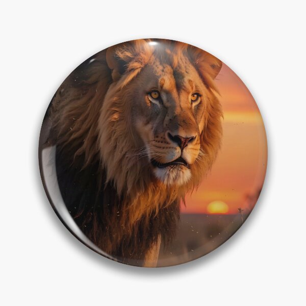 Item preview, Majestic African Lion at Sunset – Golden Savannah Wildlife Art designed and sold by DreamyWallVibes.