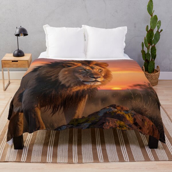 Item preview, Majestic African Lion at Sunset – Golden Savannah Wildlife Art designed and sold by DreamyWallVibes.