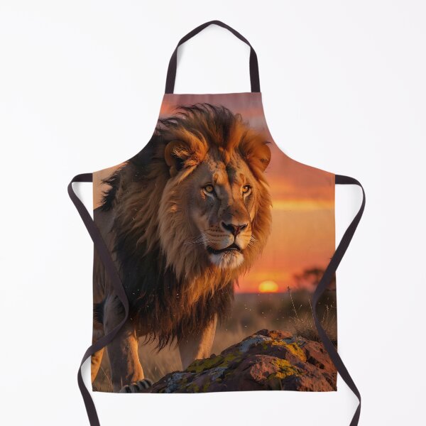 Item preview, Majestic African Lion at Sunset – Golden Savannah Wildlife Art designed and sold by DreamyWallVibes.