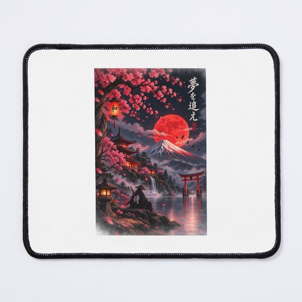 Item preview, Japanese Samurai Under the Red Moon – Mount Fuji Sakura Art designed and sold by Ak-art-shop.