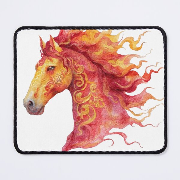 Item preview, Fiery Horse Head Profile Watercolor Art designed and sold by KLSRAJ.