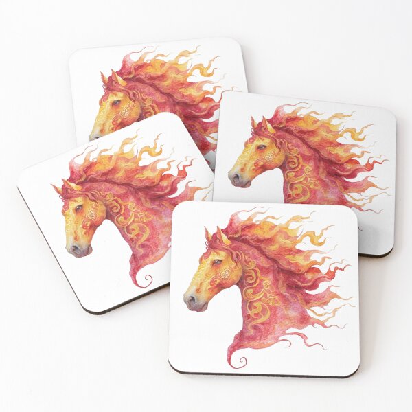 Item preview, Fiery Horse Head Profile Watercolor Art designed and sold by KLSRAJ.