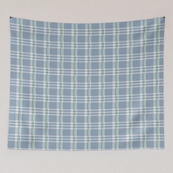 Item preview, Reynolds fun flannel inspired pattern - blue with green stripe designed and sold by ReynoldsFun.