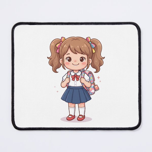 Item preview, Cute Anime School Girl with Backpack Vector Art designed and sold by KaleeDesigns.