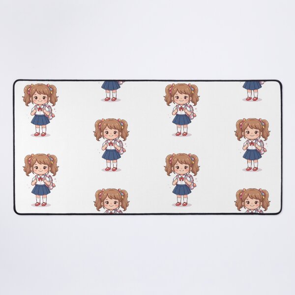 Item preview, Cute Anime School Girl with Backpack Vector Art designed and sold by KaleeDesigns.