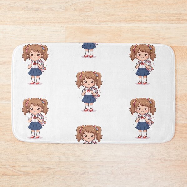 Item preview, Cute Anime School Girl with Backpack Vector Art designed and sold by KaleeDesigns.