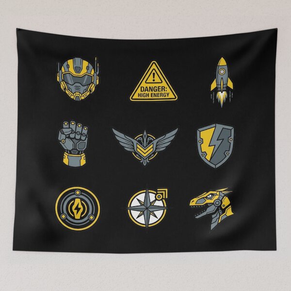 Item preview, Sci-Fi Mecha Badges Cyberpunk Tactical Yellow Gamer Sticker Pack designed and sold by mood-draftsman.