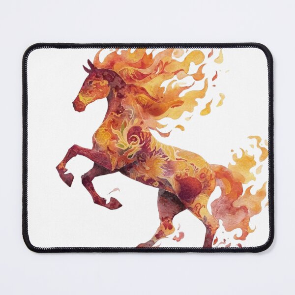 Item preview, Majestic Rearing Fire Horse Watercolor Fantasy Art designed and sold by KLSRAJ.