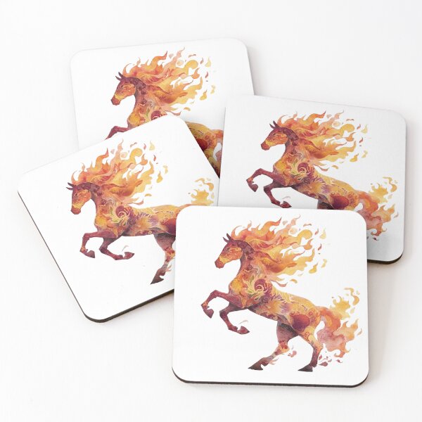 Item preview, Majestic Rearing Fire Horse Watercolor Fantasy Art designed and sold by KLSRAJ.