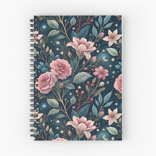 Item preview, Midnight Botanical Garden – Pink Roses Under The Crescent Moon & Starlit designed and sold by Whimsical Wayfarer.