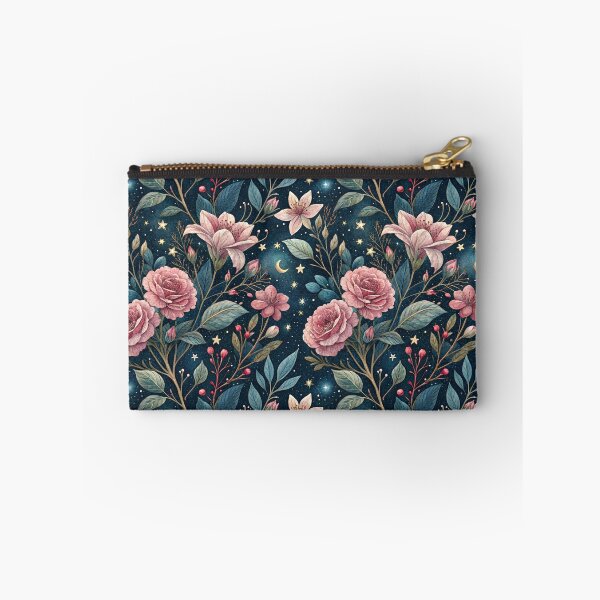 Item preview, Midnight Botanical Garden – Pink Roses Under The Crescent Moon & Starlit designed and sold by Whimsical Wayfarer.