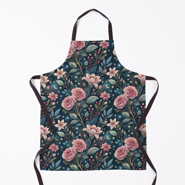 Item preview, Midnight Botanical Garden – Pink Roses Under The Crescent Moon & Starlit designed and sold by Whimsical Wayfarer.