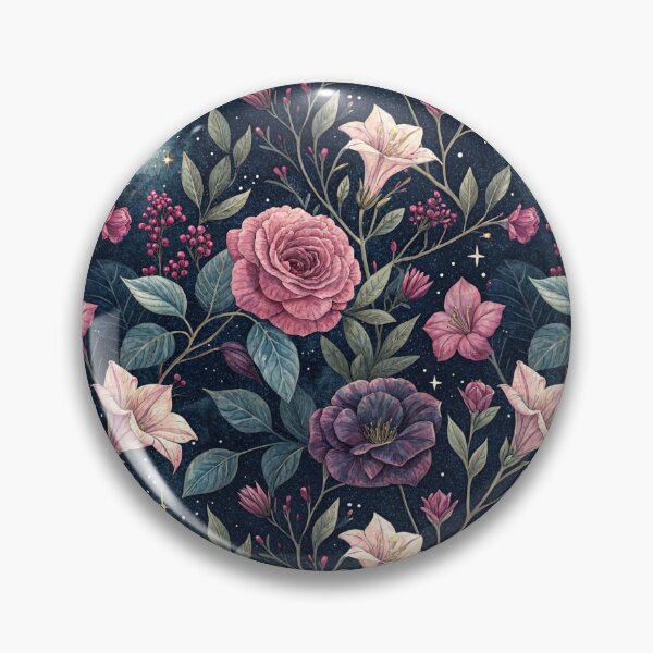 Item preview, Midnight Botanical Garden – Pink And Purple Peonies Under The Full Moon  designed and sold by Whimsical Wayfarer.