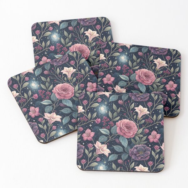 Item preview, Midnight Botanical Garden – Pink And Purple Peonies Under The Full Moon  designed and sold by Whimsical Wayfarer.