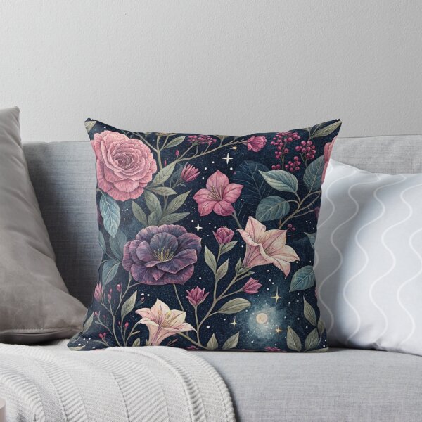 Item preview, Midnight Botanical Garden – Pink And Purple Peonies Under The Full Moon  designed and sold by Whimsical Wayfarer.