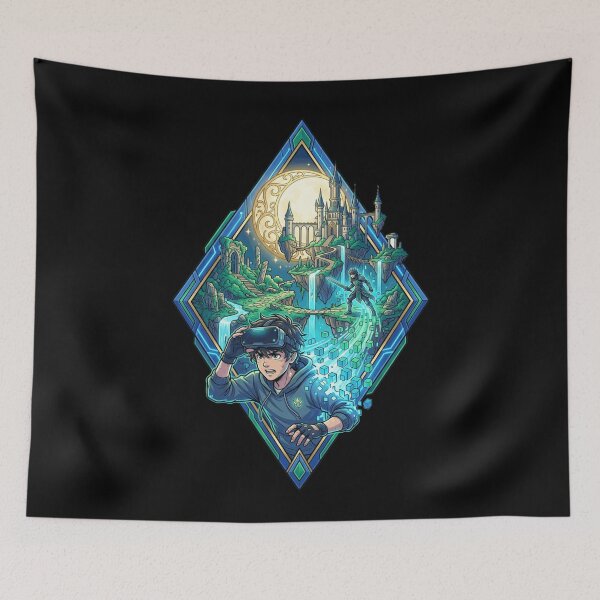 Item preview, VR Gamer Isekai Fantasy RPG Anime Virtual Reality Cyber Aesthetic designed and sold by mood-draftsman.