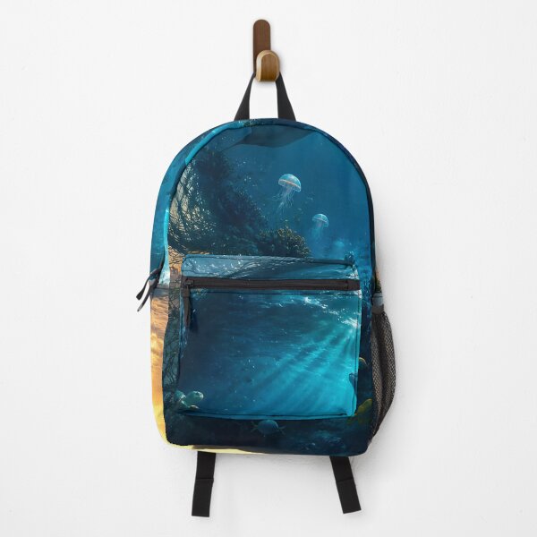 Item preview, Ocean Soul Woman Double Exposure with Whale and Tropical Sea Sunset designed and sold by DreamyWallVibes.