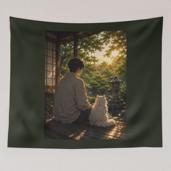 Item preview, Peaceful Morning Cat Asian Garden Lantern designed and sold by Soluna Studio.