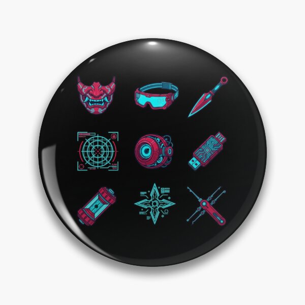 Item preview, Cyberpunk Ninja Gear Neon Hacker Techwear Japanese Gamer Sticker Pack designed and sold by mood-draftsman.