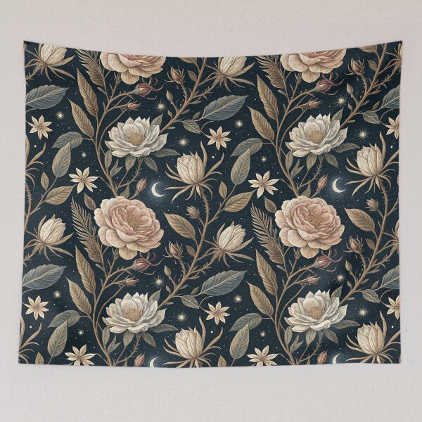 Item preview, Midnight Botanical Garden – Golden Roses Under The Moonlight designed and sold by Whimsical Wayfarer.