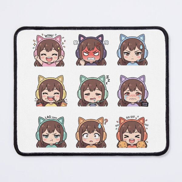 Item preview, Cute Anime Gamer Girl Emotes Kawaii Cat Ear Headset Sticker Pack designed and sold by mood-draftsman.