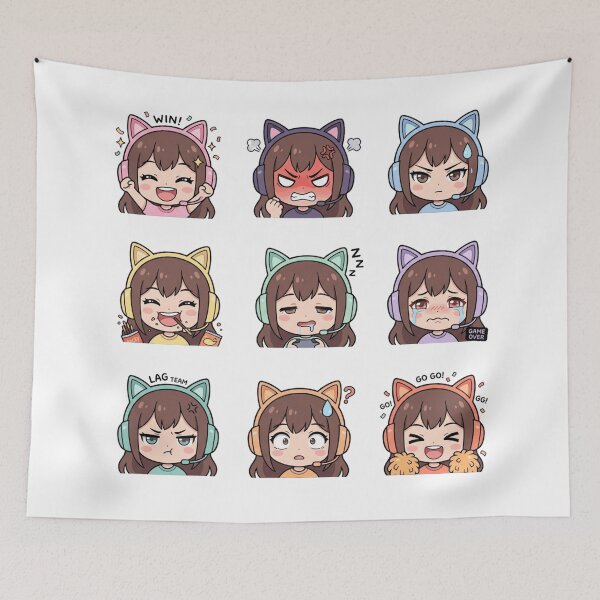 Item preview, Cute Anime Gamer Girl Emotes Kawaii Cat Ear Headset Sticker Pack designed and sold by mood-draftsman.