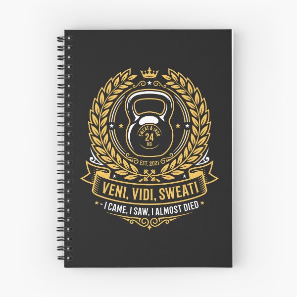 Item preview, Veni Vidi Sweati - Kettlebell Gym Humor Weightlifting Badge designed and sold by SplashTastic.