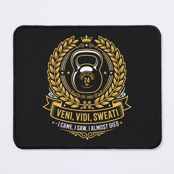Item preview, Veni Vidi Sweati - Kettlebell Gym Humor Weightlifting Badge designed and sold by SplashTastic.