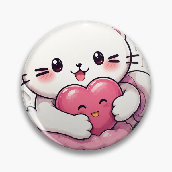 Item preview, Adorable White Kitty Love Heart Sticker designed and sold by DKSH1234.
