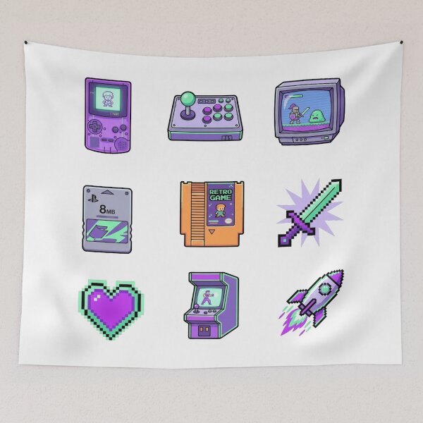 Item preview, Retro 8-Bit Gaming Nostalgia Pastel Arcade Gamer 90s Sticker Pack designed and sold by mood-draftsman.