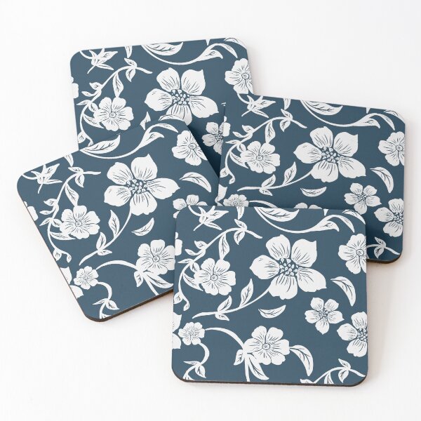 Item preview, Navy Blue Floral Botanical Seamless Pattern & Quote designed and sold by ​Jyoti Digital Artist.