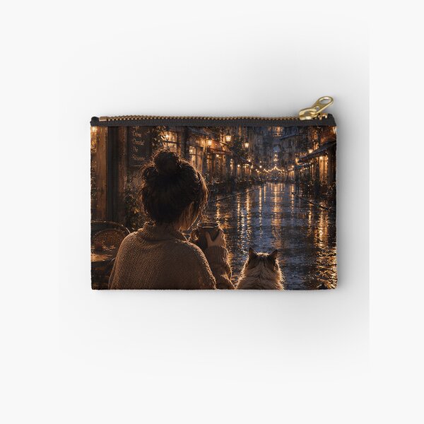 Item preview, Cozy Paris Night Eiffel Tower Rainy Cafe With Cat designed and sold by Soluna Studio.