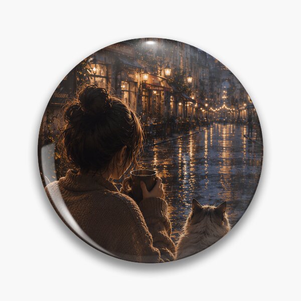 Item preview, Cozy Paris Night Eiffel Tower Rainy Cafe With Cat designed and sold by Soluna Studio.