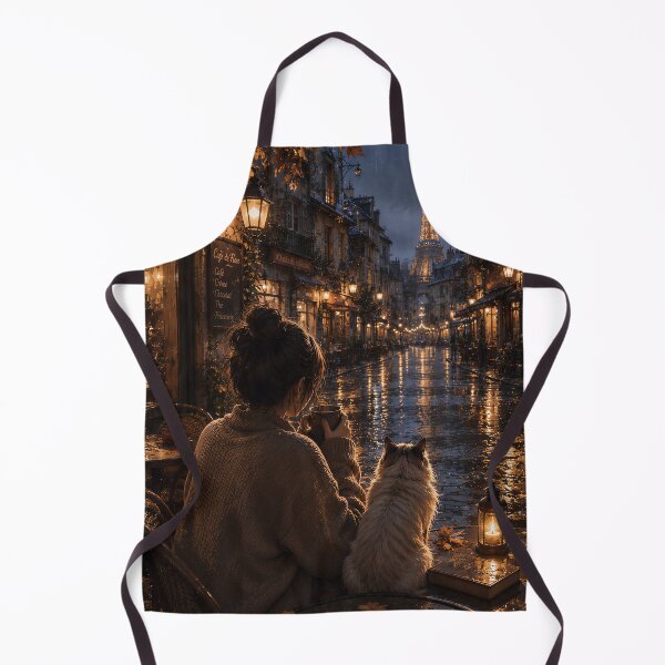 Item preview, Cozy Paris Night Eiffel Tower Rainy Cafe With Cat designed and sold by Soluna Studio.
