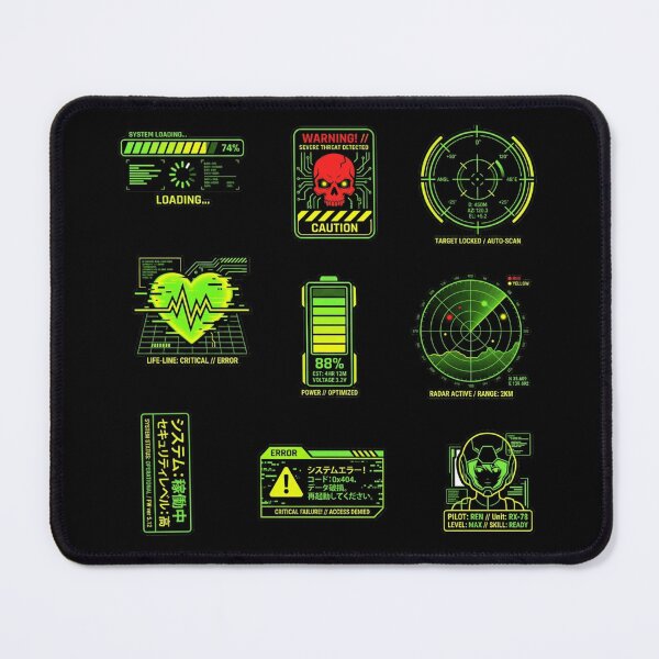 Item preview, Cyberpunk HUD UI Neon Tactical Glitch Techwear Gamer Sticker Pack designed and sold by mood-draftsman.