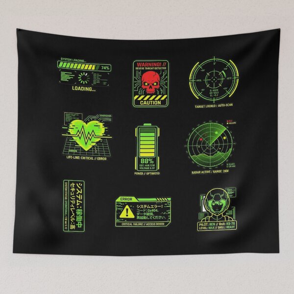 Artikelvorschau, Cyberpunk HUD UI Neon Tactical Glitch Techwear Gamer Sticker Pack entworfen und verkauft von mood-draftsman.