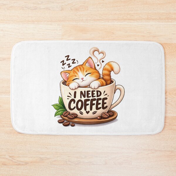 Item preview, Cute Coffee Cat – I Need Coffee Funny Cat T-Shirt Design designed and sold by : CraftyVibes.
