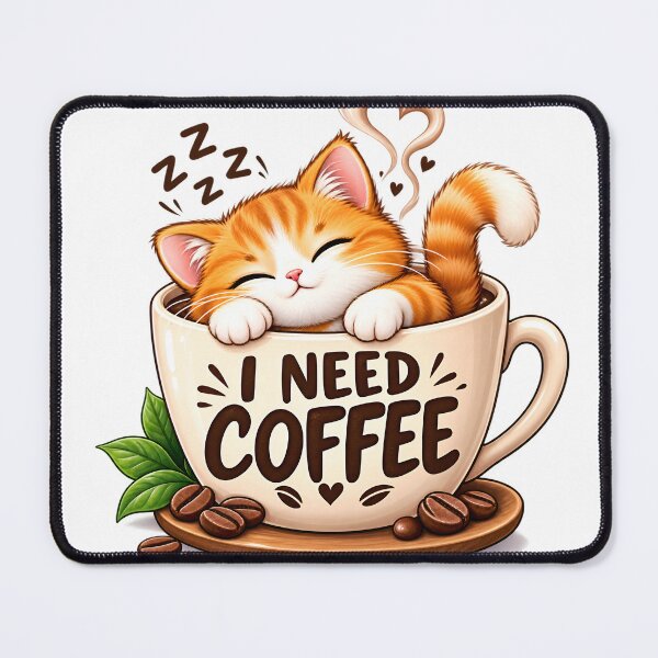 Item preview, Cute Coffee Cat – I Need Coffee Funny Cat T-Shirt Design designed and sold by : CraftyVibes.