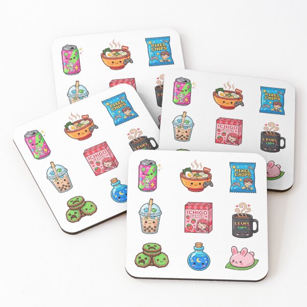 Item preview, Cute Gamer Snacks Kawaii Anime Food Boba Ramen Pixel Sticker Pack designed and sold by mood-draftsman.