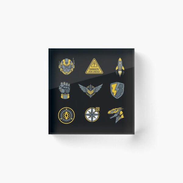 Item preview, Sci-Fi Mecha Badges Cyberpunk Tactical Yellow Gamer Sticker Pack designed and sold by mood-draftsman.